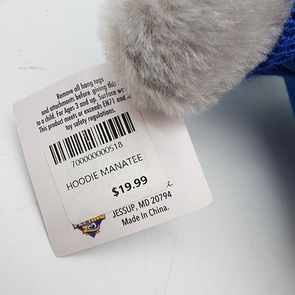 Petting Zoo Manatee Plush 10" Dallas World Aquarium Gray Fur Blue Hoodie Stuffed - Picture 7 of 11